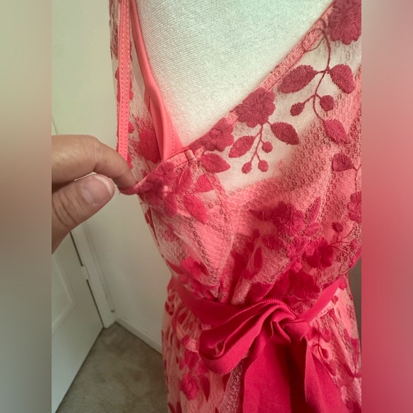 ELLE coral sheer with lace sleeveless spring dress XL - Picture 16 of 16